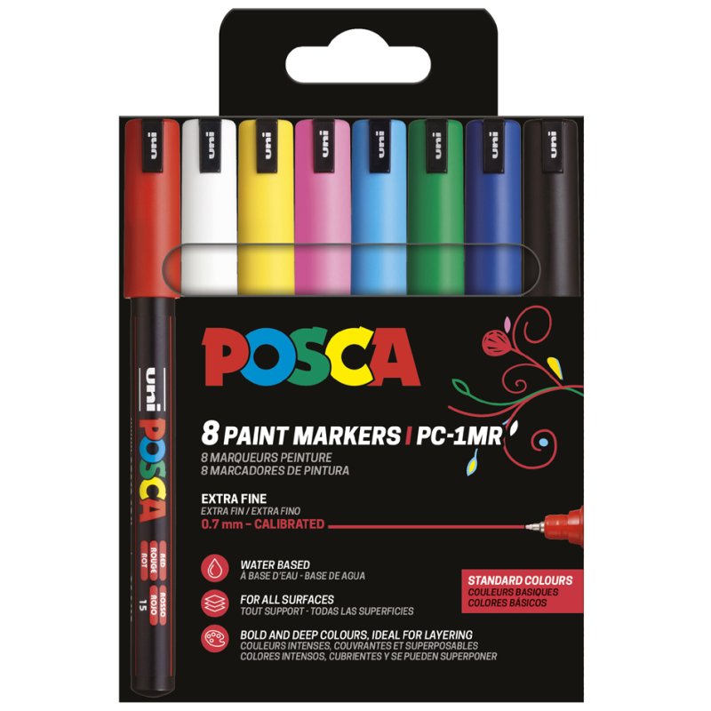 POSCA pigment markers PC1MR, metallic colours, 0.7 mm, 8 pieces